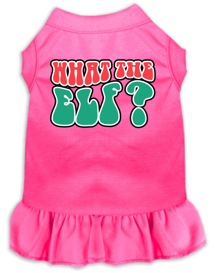 What the Elf Screen Print Dog Dress Bright Pink Size XS