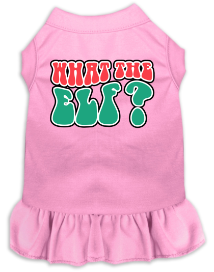 What the Elf Screen Print Dog Dress Light Pink Size XS