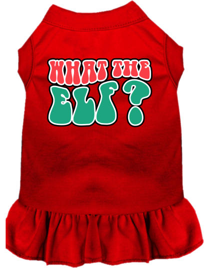 What the Elf Screen Print Dog Dress Red Size XS