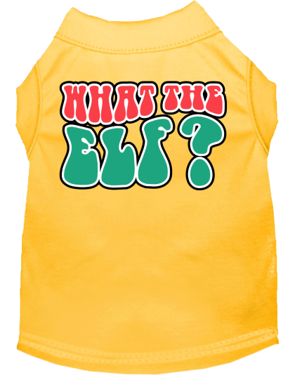 What the Elf Screen Print Dog Shirt Yellow Size XS