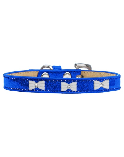 White Bow Widget Dog Collar Blue Ice Cream Size 10
