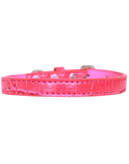 Wichita Plain Croc Dog Collar Bright Pink Size 10